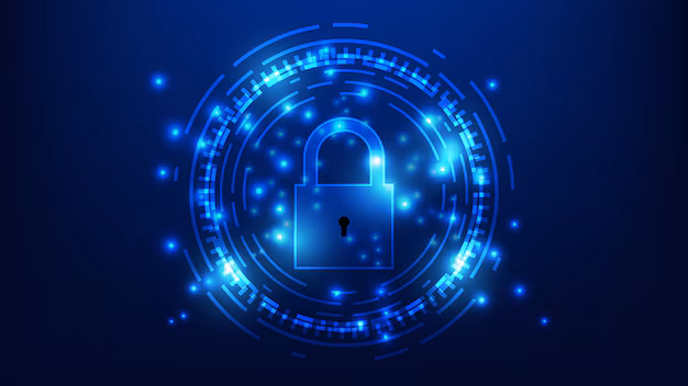 Candado digital sobre un panel de monitoreo de seguridad